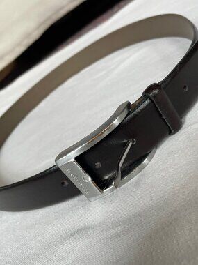 Hugo Boss Black Leather Belt with Silver Buckle